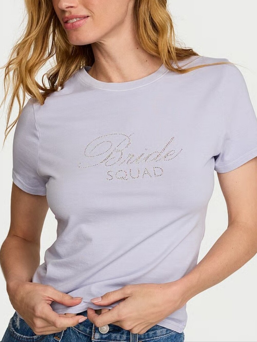VS Angel Essentials Stretch Cotton Fitted Tee Sz Lg